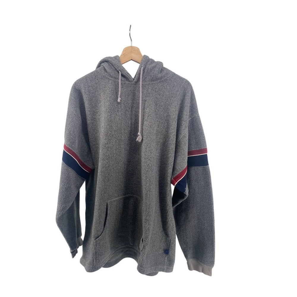 Bullhead All Terrain Mens XL Grey Fleece Hoodie Striped Sleeve Pullover 0040